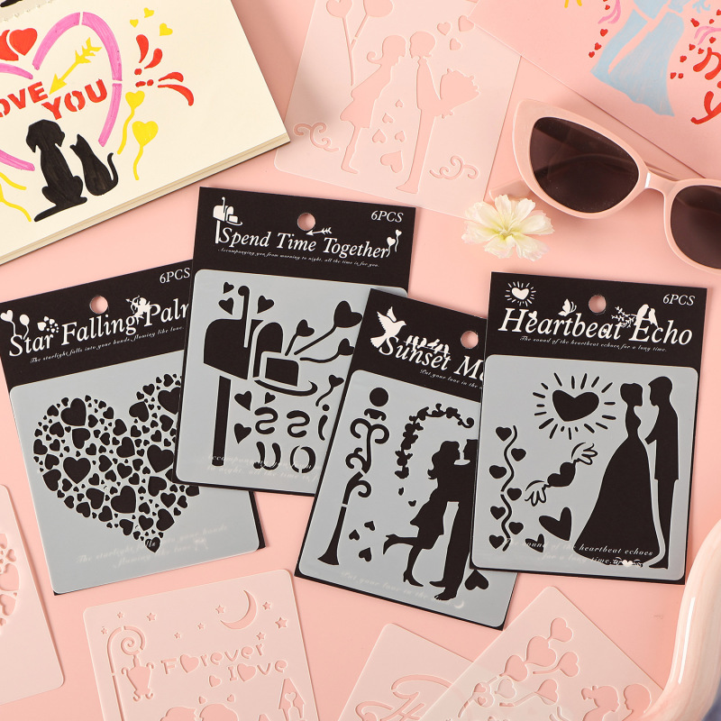 Cross-Border Amazon Specializes in Hot Love Whisper Handwritten Newspaper Template Valentine's Day Painting Cut Out Pet Template Wholesale Cross-Border Amazon Specializes in Hot Love Whisper Handwritten Newspaper Template Valentine's Day Painting Cut Out Pet Template Wholesale
