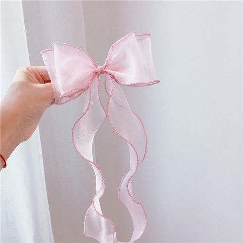 Korean ponytail hair accessories temperament ball hair clip girls long streamer bow hairpin princess braided headdress