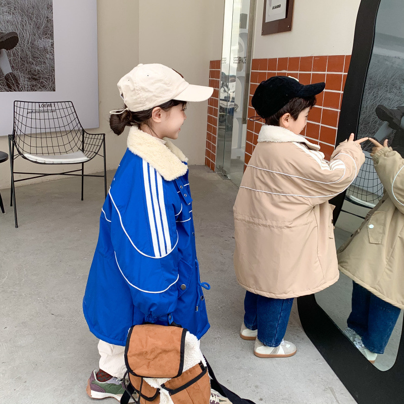 (2개) 어린이 코트 2024 겨울 소년 소녀 캐주얼 기모 파이크 옷 어린이 긴 두꺼운 코트 재킷