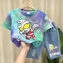 男童夏装套装2024新款薄款夏季儿童洋气短袖衣服潮宝宝酷帅气男孩