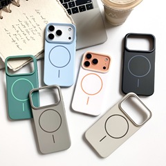 磨砂肤感适用iPhone17pro手机壳简约细圈磁吸苹果16pro硬壳保护套