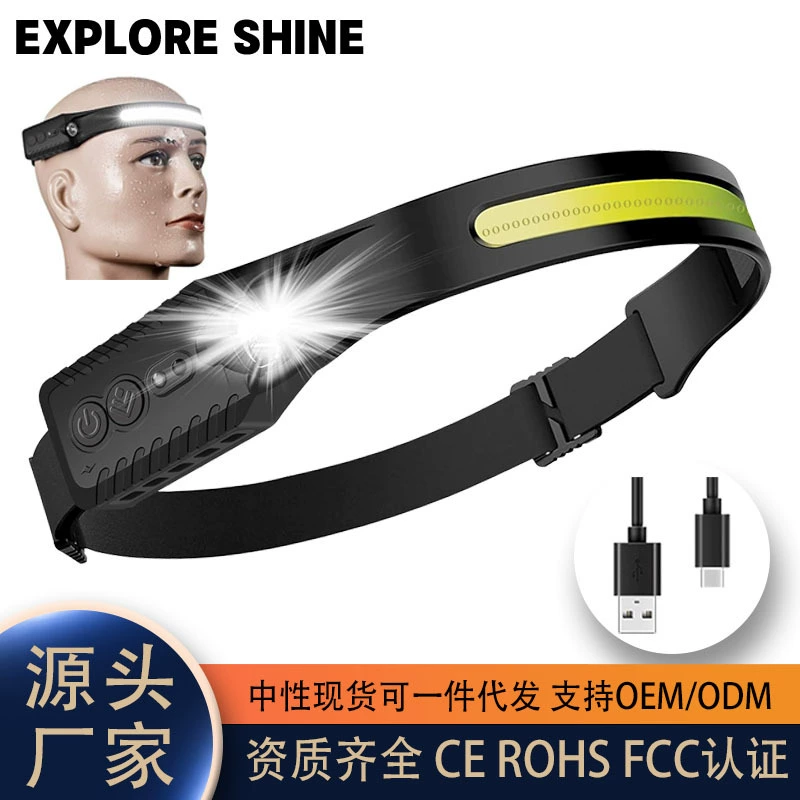 Трансграничный новый помаханный COB сенсорный фары на открытом воздухе верховая езда свет USB зарядка ночной беговой свет светодиодный сильный свет