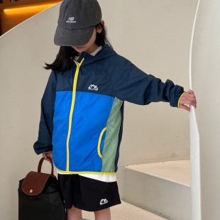 2025 Spring New Color Matching Sunscreen Clothing New Sports All-match Color Contrast Middle and Big Children's Casual Coat Sunscreen Top HSM