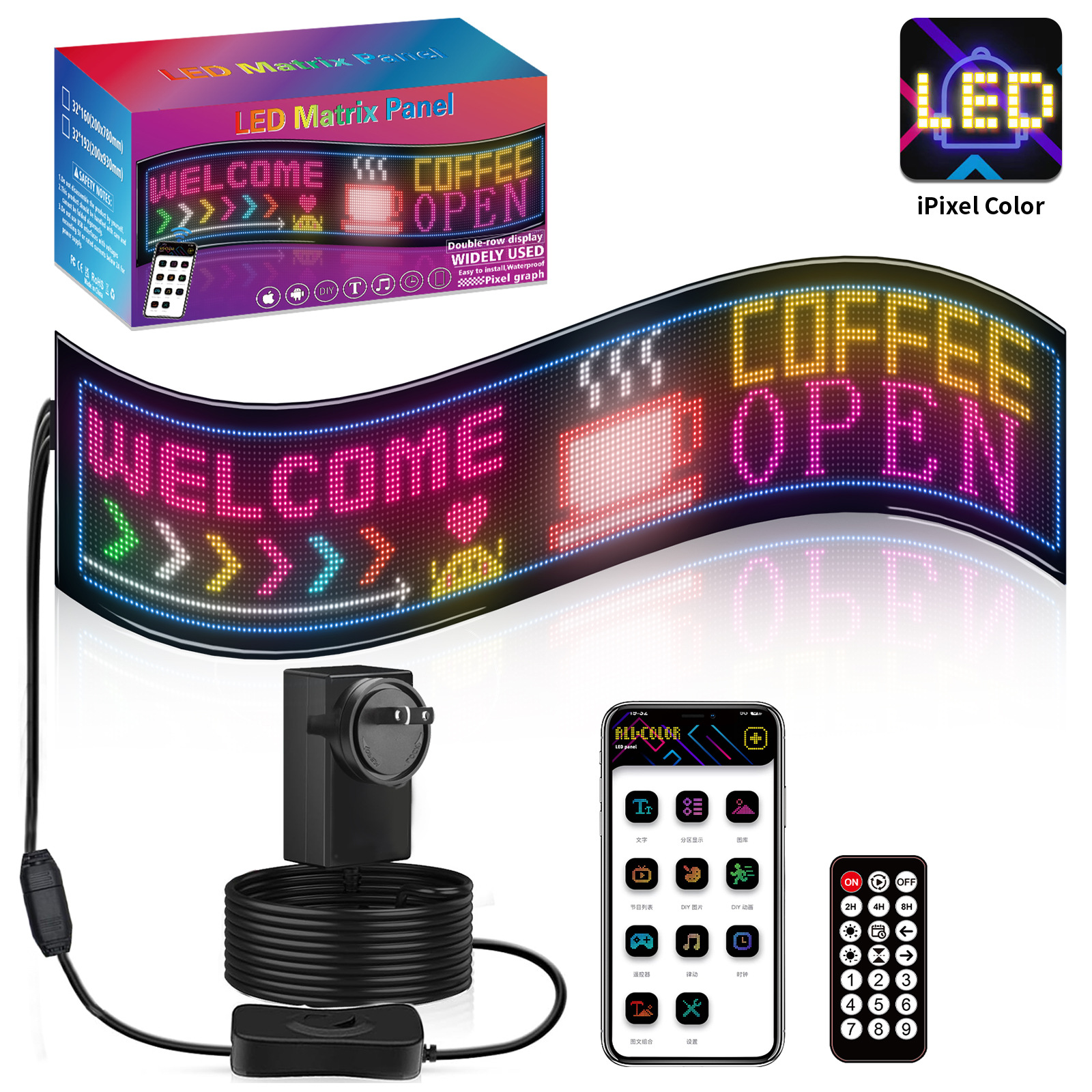 32*192 publicidad de ventana LED pantalla flexible APP programación Bluetooth pantalla de coche pegatinas de coche inteligente LED con pantalla nueva