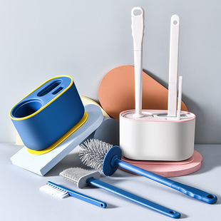 Toilet Brush No Dead Angle Toilet Brush Wall-Mounted Long-Handed Wall-Mounted Home Bathroom Cleaning Set