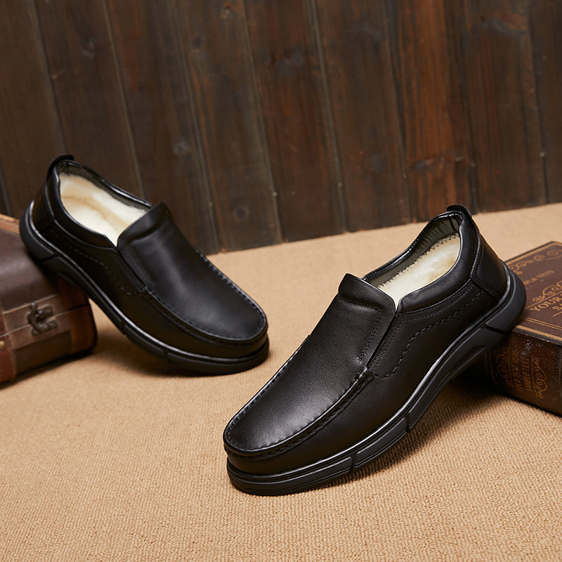 Scarpe casual invernali da uomo in vera lana morbida e pelle, calde e comode_voghion.com