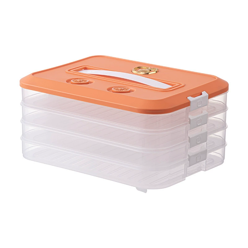 Multi‑layer dumpling storage box (dumpling box), large capacity, hand‑lift clip lid, quick‑freeze
