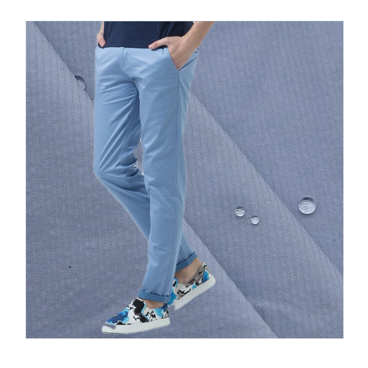 新品生物基竖条挺阔四面弹力提花户外服冲锋衣裤子涤纶布防水面料