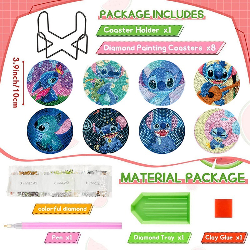 Aliexpress Cartoondiy Diamante Pinting Punts Perforador de tazas acrílicas caseras con portavasas Mickey Minnie Stitch