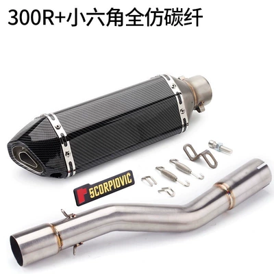 Motorcycle exhaust pipe – Motorcycle modification Wuji 300AC - wuji-300rrr-small-hexagonal-all-imitation-carbon-fiber