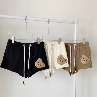 Cross border 2021 summer new pattern Korean Edition style Large Embroidered towels Little Bear leisure time shorts lady Easy Wide leg pants