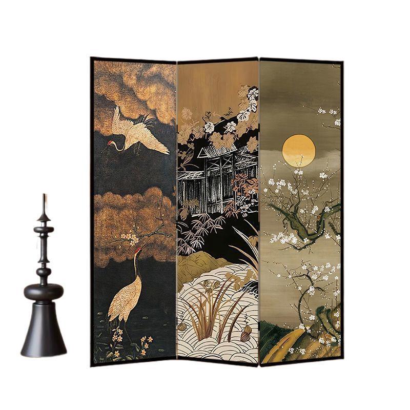 法式中古花鸟屏风隔断客厅现代简约可移动办公室玄关卧室遮挡折屏|undefined