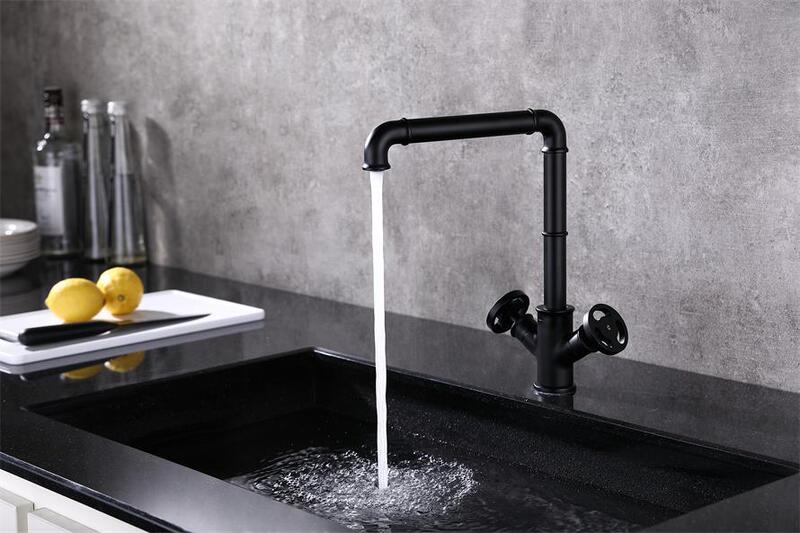 Kaiping Youjia Bathroom Kitchen Industrial Style Faucet Hot and Cold Sink Sink Simple Black Anti-Splash Water 4644