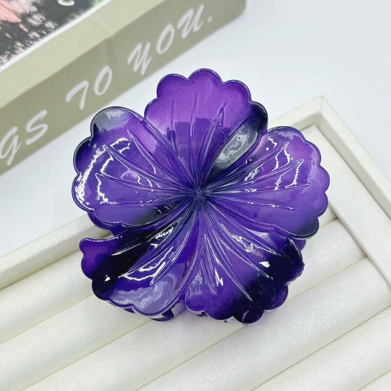 秋冬深色卷心花复古白菜花抓夹花朵发夹后脑勺盘发鲨鱼夹美拉德风|undefined