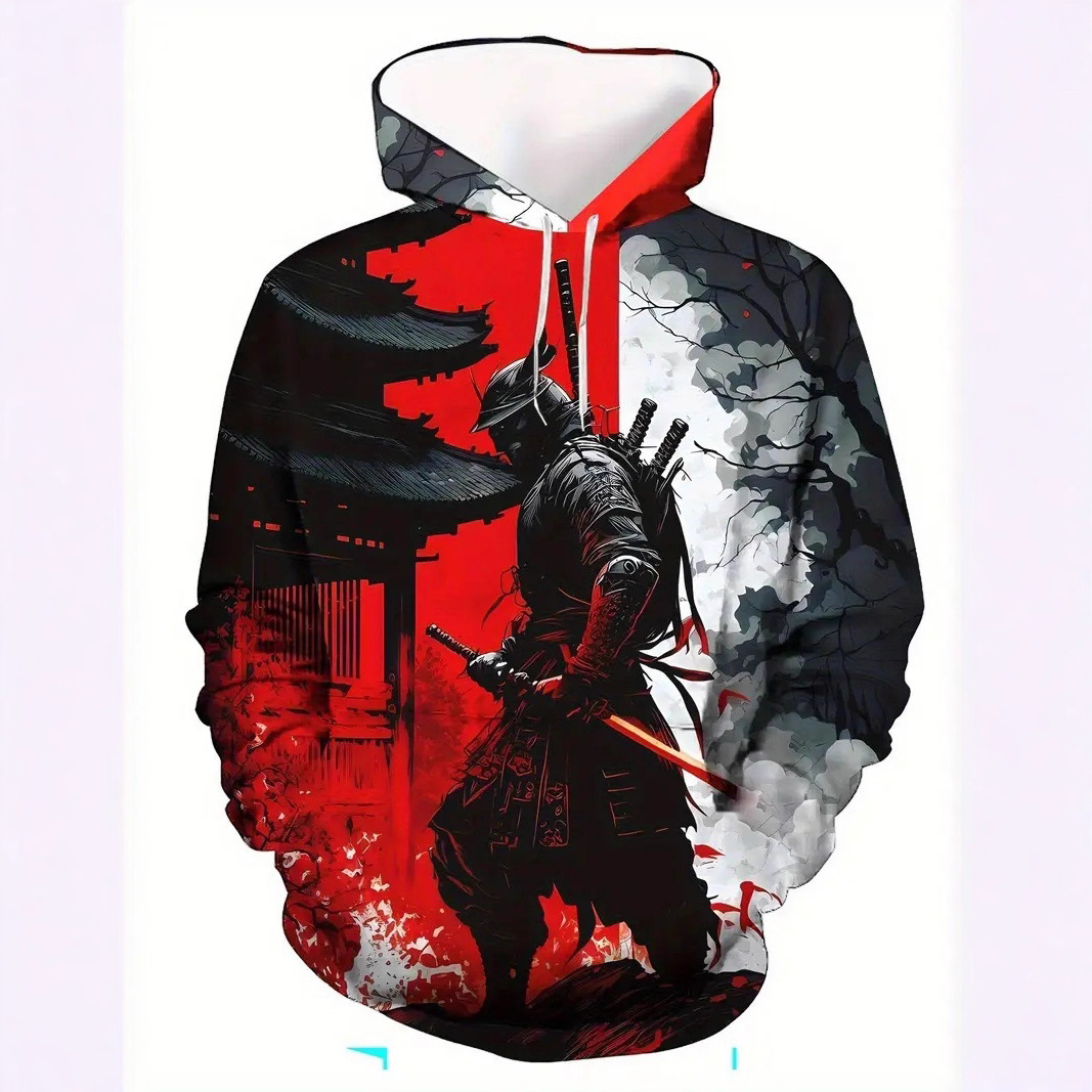 Autumn 3D Digital Printed Sweater Men's Long Sleeve Pullover Hoodie Elastic Warm Loose Clothes_voghion.com