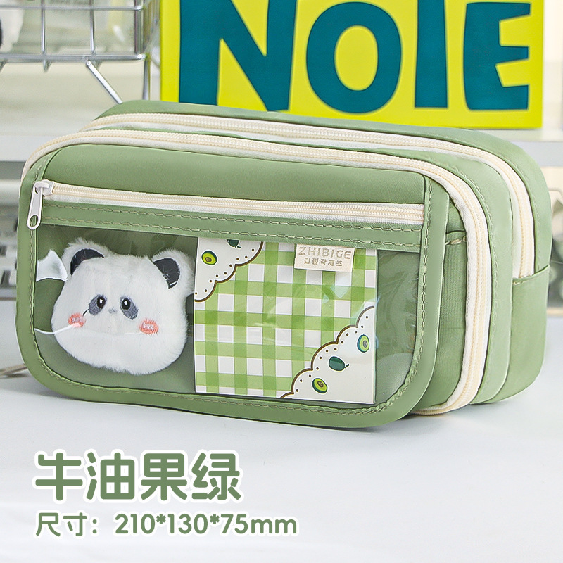 Estuche para lápices transparente para niñas 2024 nueva caja de papelería de gran capacidad para estudiantes de escuela primaria de secundaria, caja de lápices de alto valor para niñas