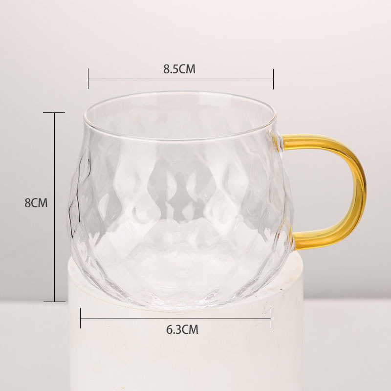 hermosa taza de vidrio de diamante casera de alto valor de agua, taza de desayuno, taza de leche, taza de menú, sensación de alto nivel