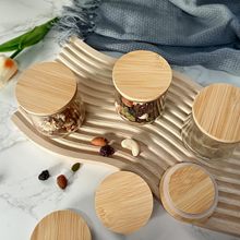 批发竹木盖圆形玻璃瓶竹盖密封罐盖子茶叶罐木盖圆形松木盖子塞子