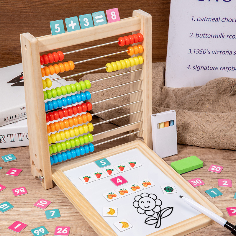 Tablero de dibujo multifuncional para niños, estante de cálculo, aritmética de cuentas, suma y resta, ayudas didácticas, juguetes de iluminación, matemáticas de aprendizaje de jardín de infantes