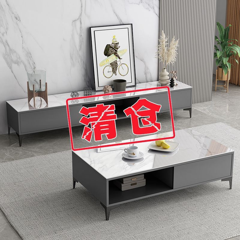Inicio Mesa de centro simple Apartamento pequeño Gabinete de TV Juego de combinación Estante Casa de alquiler simple Máquina de té Mesa de sala de estar image 2