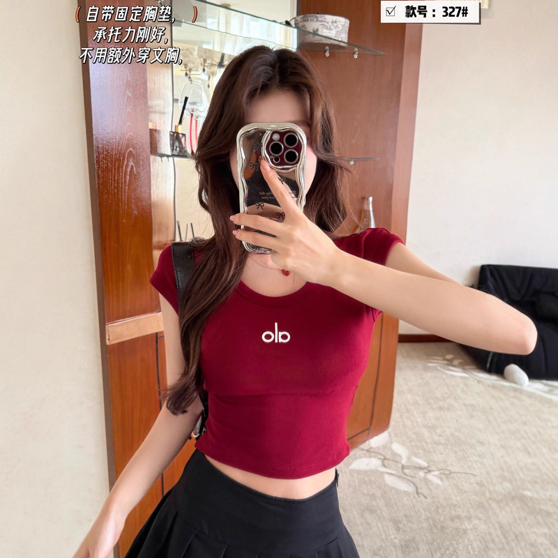 Brushed Warm Base Short-Sleeve Women's Autumn and Winter New Slim-Fit Camisole with Built-In Bra Pads and Fixed Cups Brushed Warm Base Short-Sleeve Women's Autumn and Winter New Slim-Fit Camisole with Built-In Bra Pads and Fixed Cups