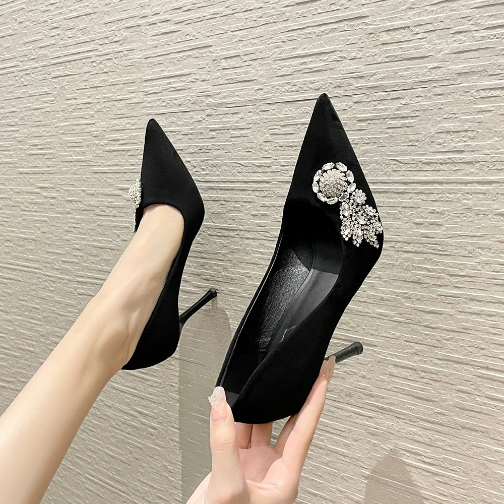 898-361 Интернет-знаменитости в Корейском стиле модные туфли на высоком каблуке для женщин 2023 зимние новые туфли с низким вырезом