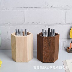 木製ペンホルダーオフィスペンホルダーホームブラックウォールナットペンホルダー無垢材中国風スクエアホルダー木製デスクトップペンホルダー