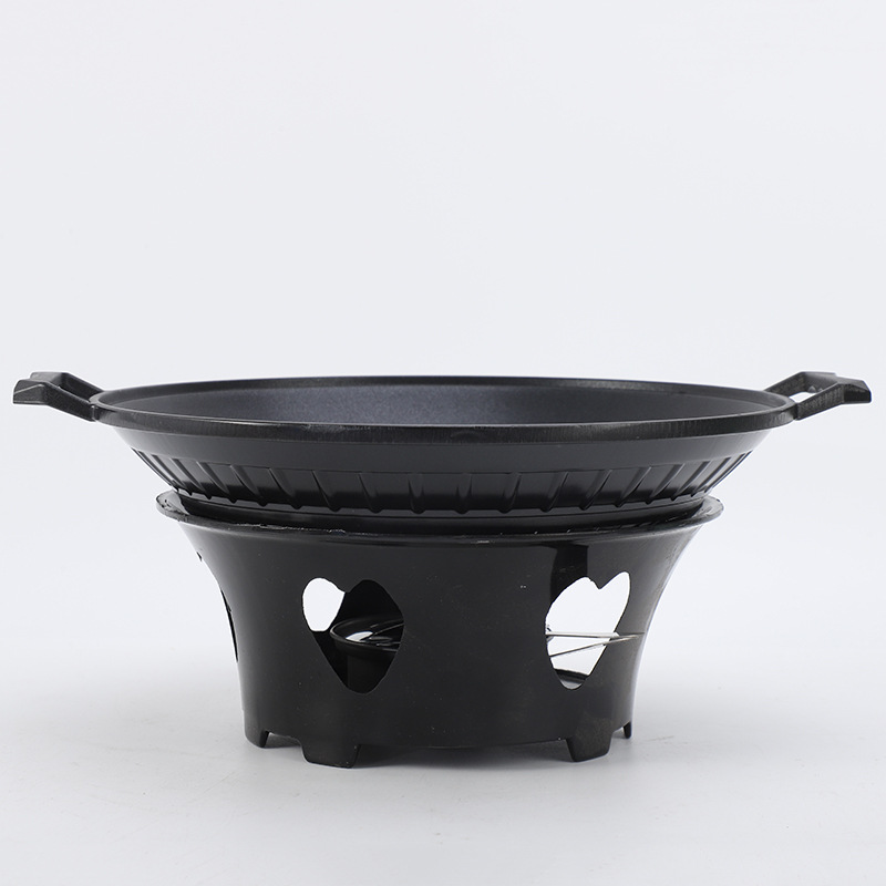 Home Set Alcohol Hot Pot Non-stick Round Bottom Pan Commercial Alcohol Pot Flame Adjustable Non-stick Flat Dry Pan