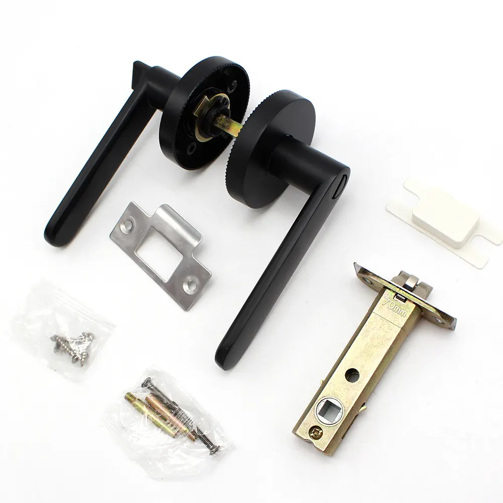Negro americano aleación de zinc de tres polos manija de bloqueo simple cuarto de baño cerradura de la puerta dormitorio esférico cerradura de la puerta
