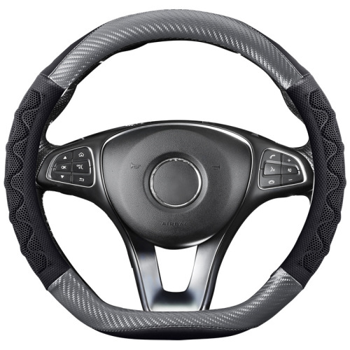 Factory-made car accessories steering wheel cover with silicone carbon fiber, suitable for all four seasons, multi-color anti-slip handle cover