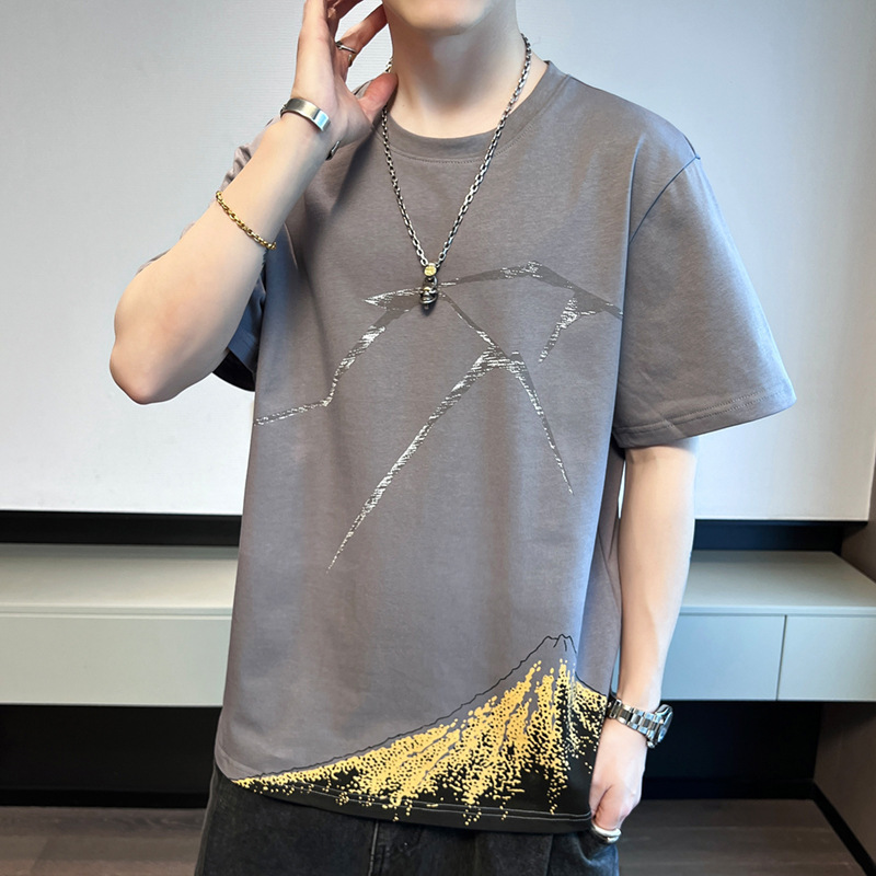 Camiseta de manga corta para hombres de verano nueva camiseta de algodón transpirable de cuello redondo tendencia de moda en la ropa de media manga