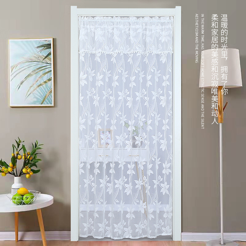 Nordic Ins Style Embroidered Door Curtain, Light-Transmitting and Semi-Transparent, No-Drill Bedroom Balcony Partition Curtain, Small Lace Curtain
