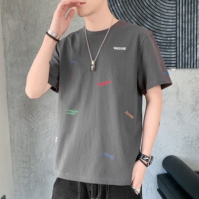 cotton material Short sleeved T-shirt man summer 2022 new pattern Easy half sleeve ins Chaopai Trend clothes men's wear