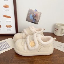 奶白加绒魔术贴板鞋女2025冬季新款chic小众毛毛棉鞋运动小白鞋子