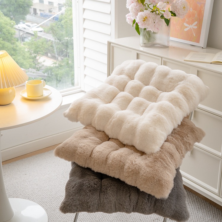 2024秋冬新款榻榻米垫馒头垫泡泡绒仿兔毛加厚椅子垫坐垫厂家直销