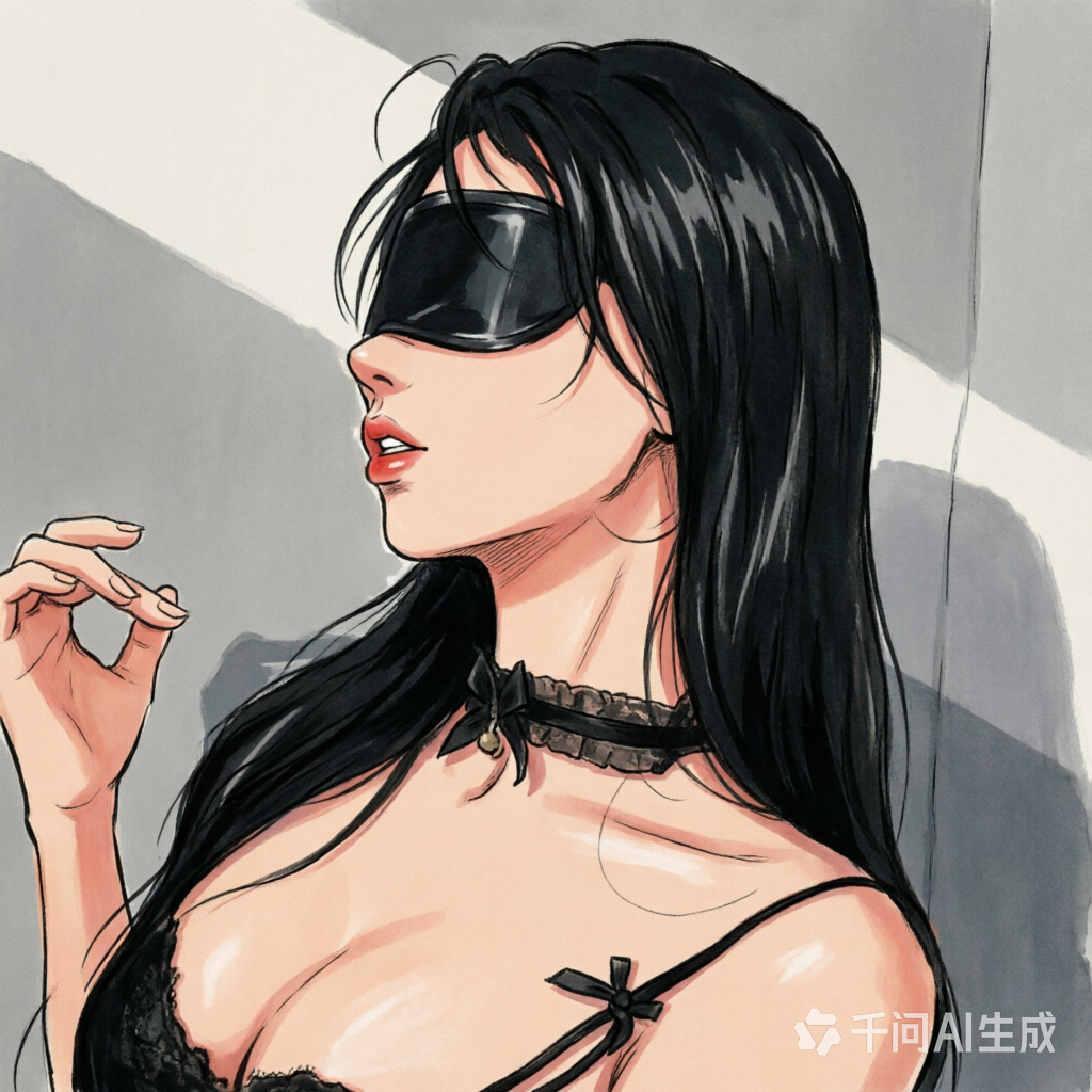 Blackout Eye Mask with Matching Collar, Elastic Strap, Black Sleep and Play Blindfold — detail image 2