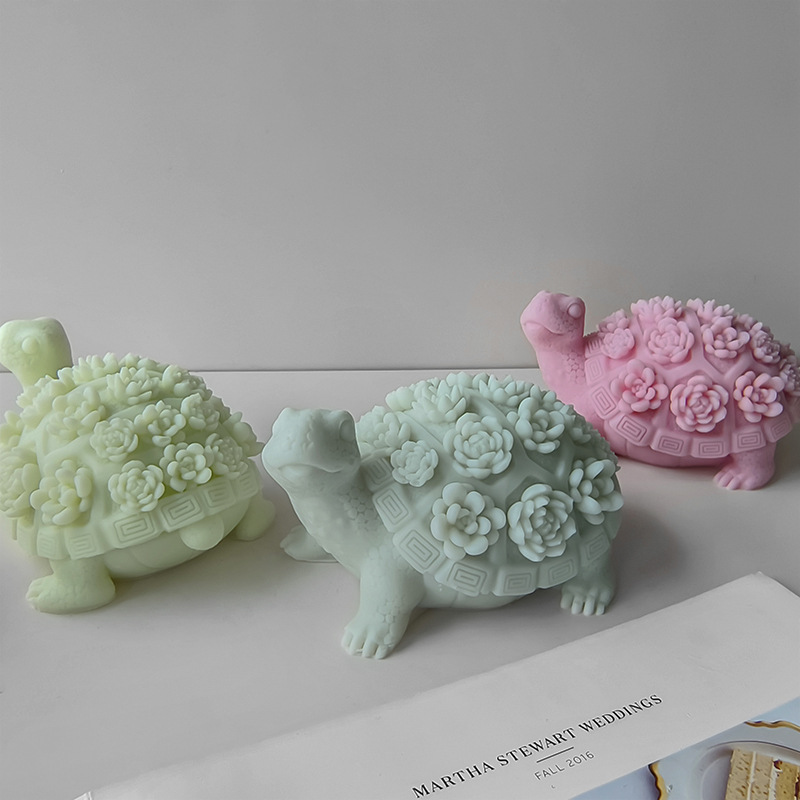 Transfronterizo tridimensional tortuga resina gota pegamento adornos molde carne tortuga yeso gota pegamento ornamento molde de silicona