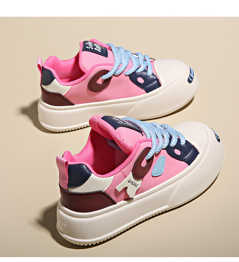 Petites chaussures blanches femme 2024 printemps nouvelle étudiante édition coréenne Instagram tendance polyvalente semelle épaisse chaussures de sport et chaussures décontractées_voghion.com