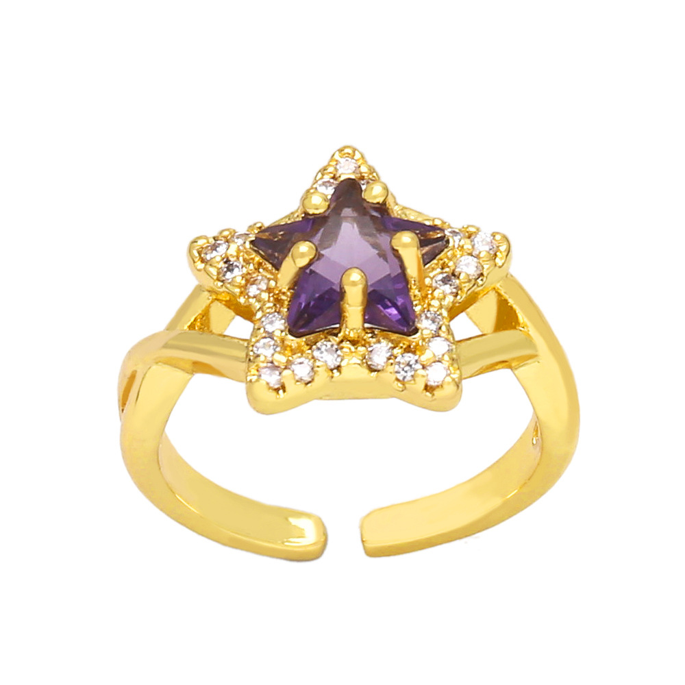 Fashion Star Copper Plating Inlay Zircon Open Ring 1 Piece