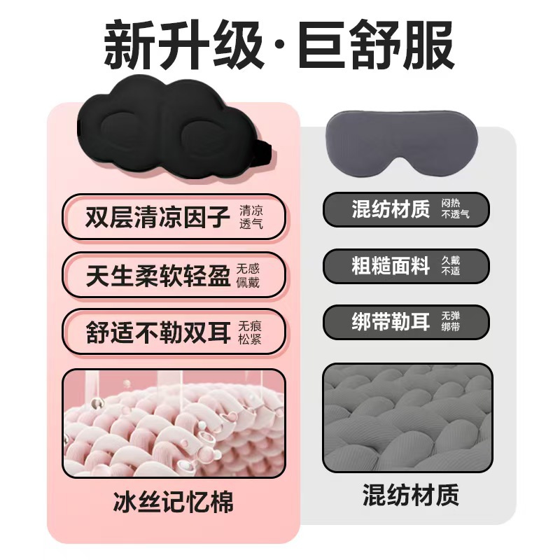 Una pieza de máscara para ojos de nube para hombres y mujeres siesta de algodón con memoria, protección para los ojos, máscara para los ojos sombreada, fábrica de máscara para ojos tridimensional al por mayor