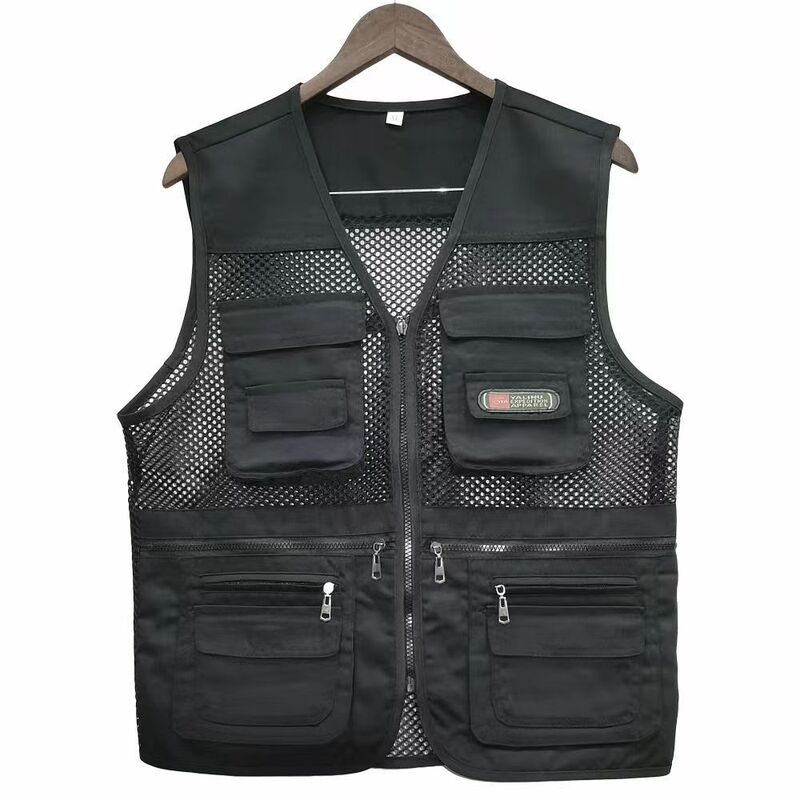 Summer thin men's casual vest mesh multi-pocket waistcoat men's middle-aged and elderly outdoor photography fishing vest