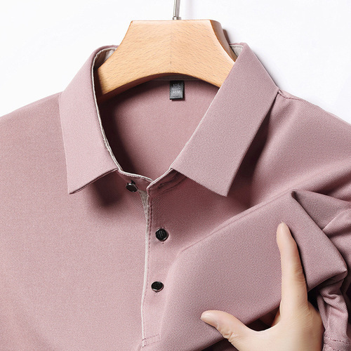Men's Mid-aged Turn-down Collar Short-sleeved T-shirt Summer Solid Color Trendy Dad Clothes T-Shirt Shirt Business Casual Half-sleeve Top 