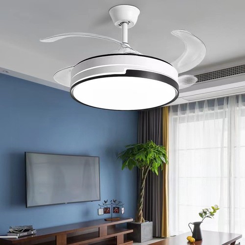 Invisible fan lamp modern minimalist restaurant ceiling fan lamp household bedroom living room silent variable speed fan lamp wholesale