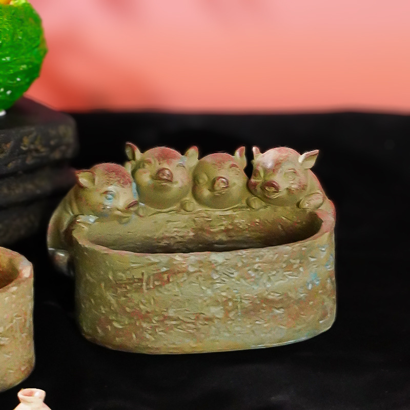 Nueva flor olla cerdo tanque de peces de cerámica resina cerdo olla creativa cultural creativo cerdo decoración regalo colgante cuenca