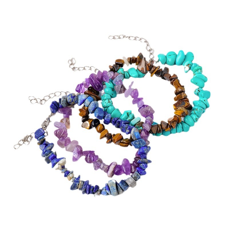 Transfronteriza Amazon natural cristal grava pulsera irregular ágata grava pulsera cristal piedra joyería al por mayor