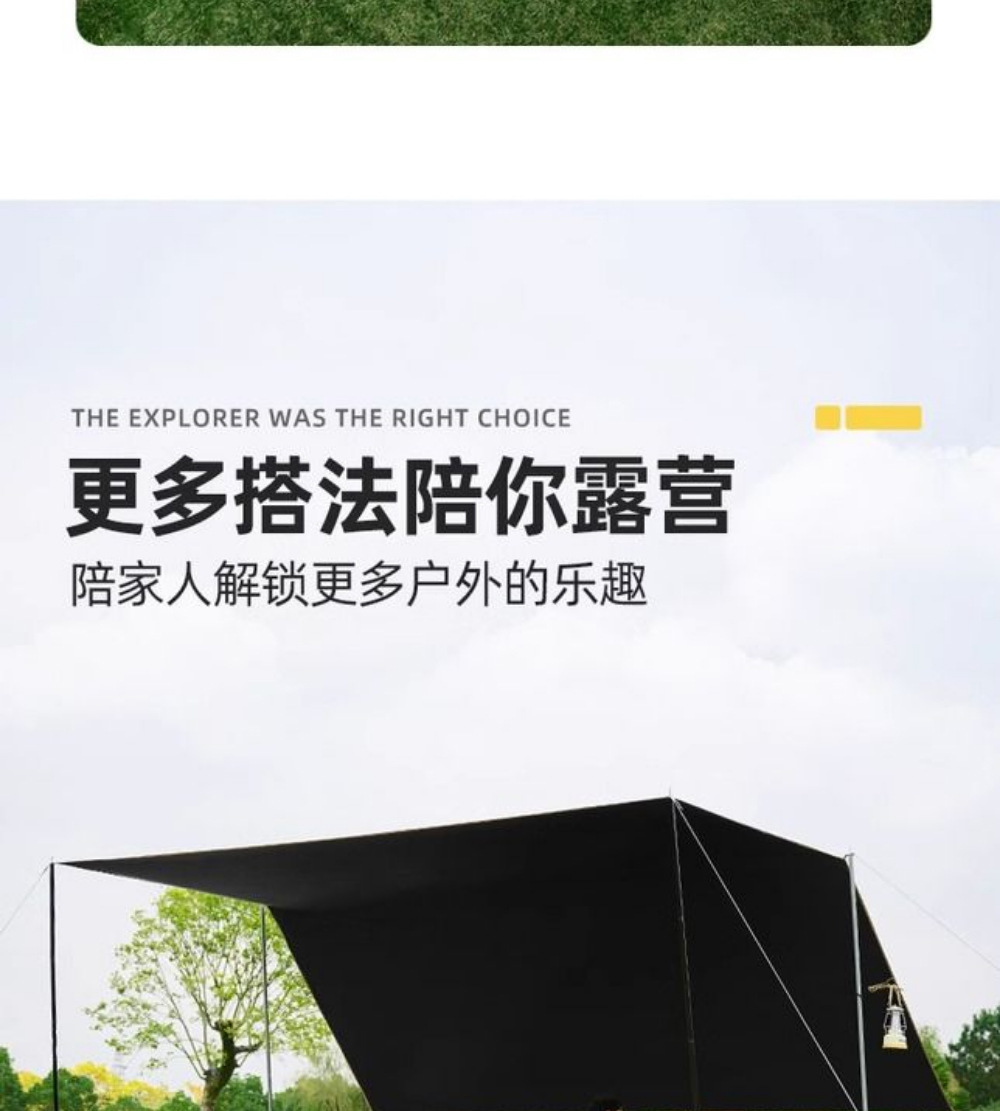 Vinyl Canopy Tent Outdoor Camping Sunshade Portable Sun Protection Rain Shelter Uv-Resistant Silver-Coated Beach Tarp