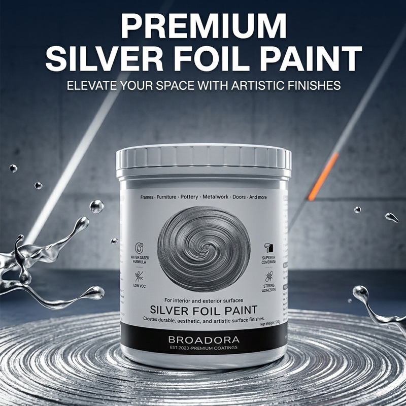 Cross-Border Water-Based Silver Foil Paint, Metallic Paint for Furniture, Doors and Windows, Iron Art Railings, Renovation, Anti-Rust, Sculpture DIY Art Paint