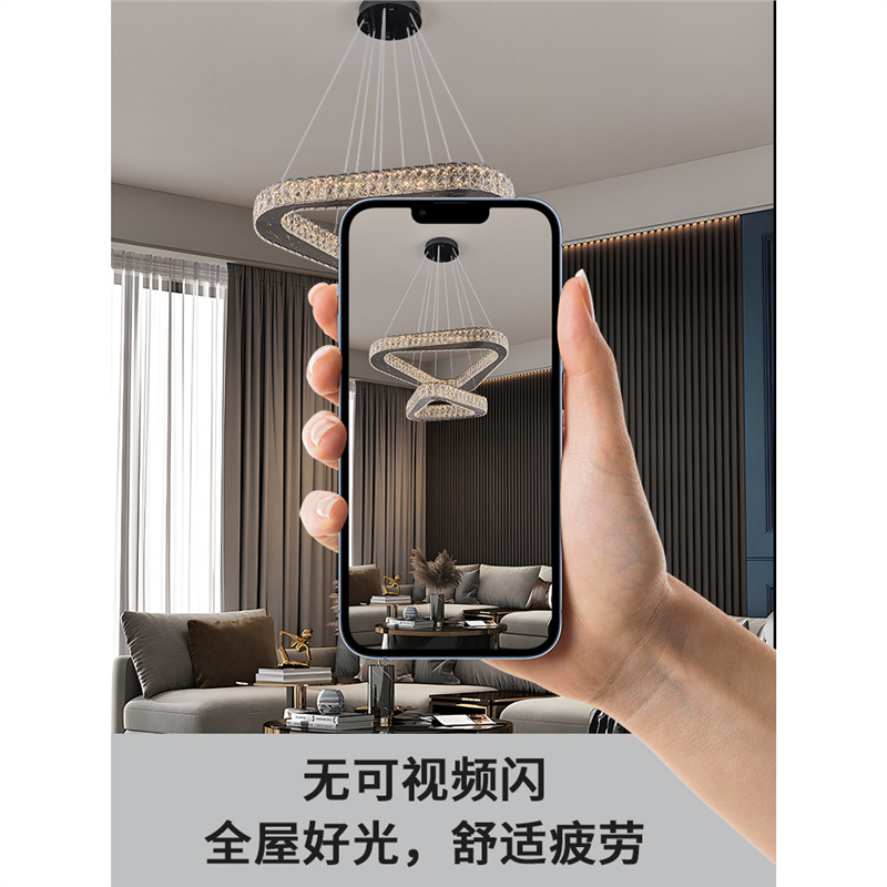 Araña de sala de estar de lujo ligera moderna, diseñador, lámpara de cristal de alta gama, nueva lámpara de comedor de alta gama, lámpara triangular