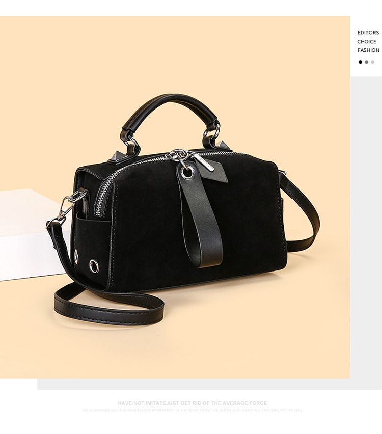 Elegante borsa a tracolla in pelle scamosciata per donna - Borsa a tracolla versatile con chiusura a cerniera, pelle PU leggera, piccolo design rotondo Boston_voghion.com