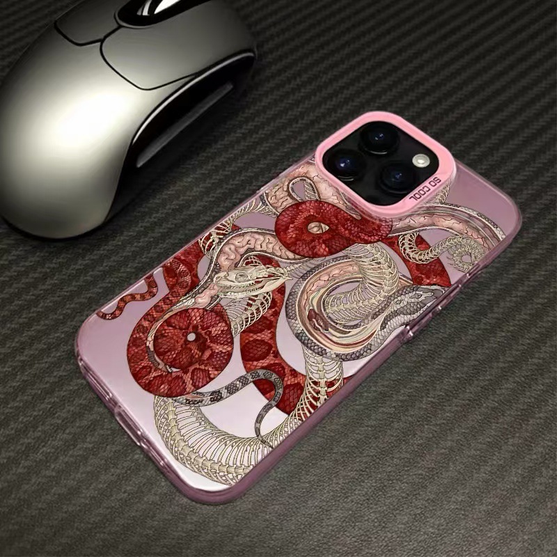 Cyberpunk Red Snake Bone Adecuado para iPhone16 Funda para teléfono móvil Personalidad Apple 15promax Nuevo 14 Cool 13